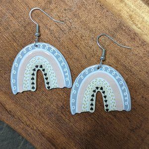 Rainbow Earrings Love Heart Neutral accessories Dangle Drop